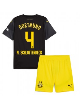 Borussia Dortmund Nico Schlotterbeck #4 Auswärts Trikotsatz für Kinder 2024-25 Kurzarm (+ Kurze Hosen)